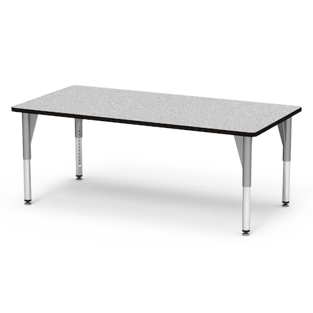 Virco 72 in. W, 36 in. L, 24-32 in. H, Grey Nebula Top / Black Edge 503672ADJ